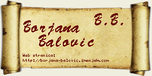 Borjana Balović vizit kartica